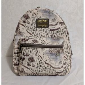 Loungefly Harry Potter Hogwarts Grounds Map Pattern Mini Backpack Magic Wizard